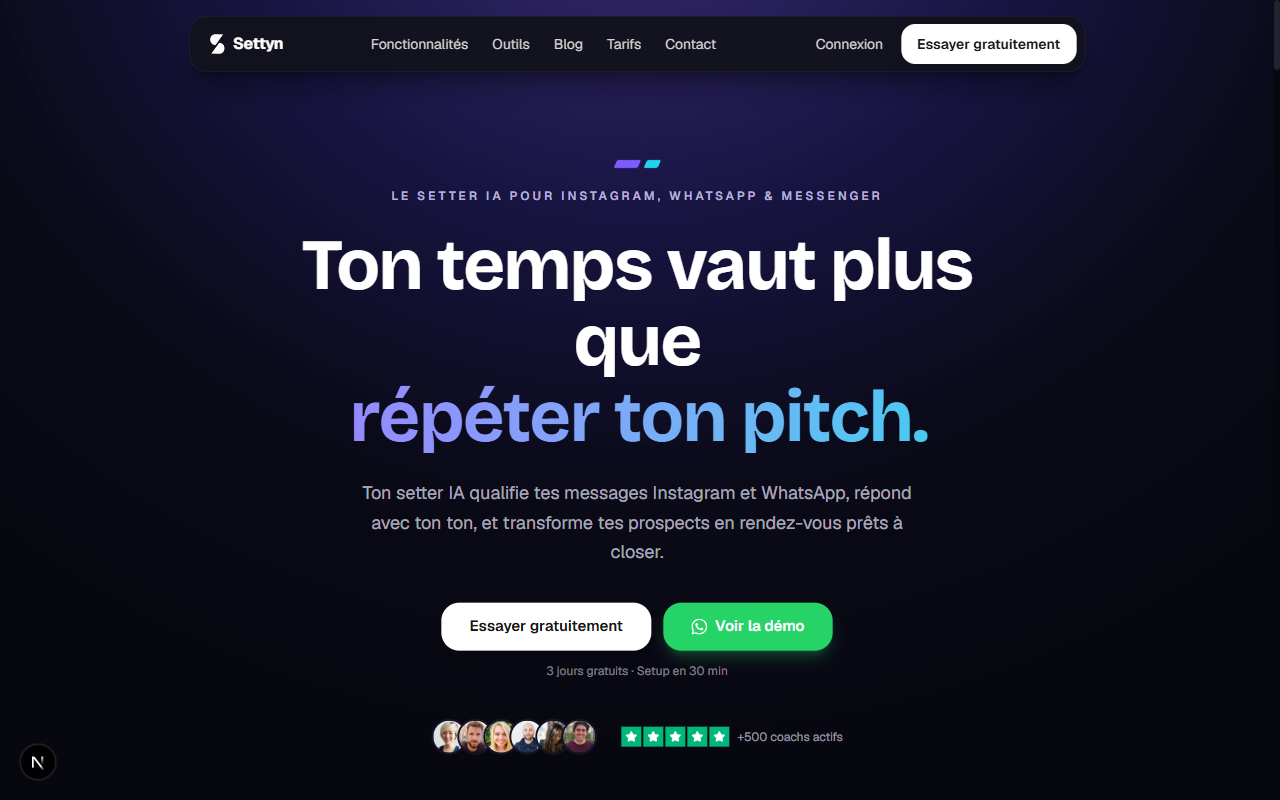 Aperçu du site Settyn